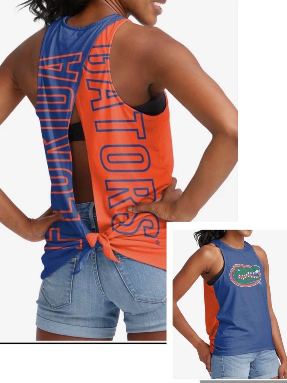 UF Florida Gators Womens Tie-Breaker Split Open Back Sleeveless Tank